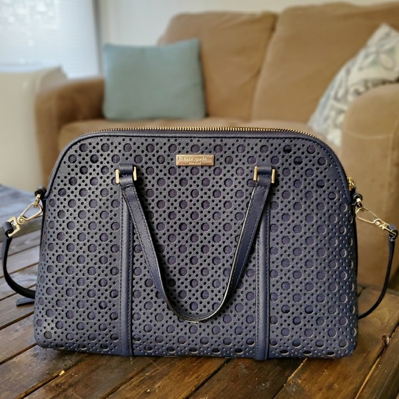 Newbury Lane Navy Blue Leather Satchel - Picture 1 of 3